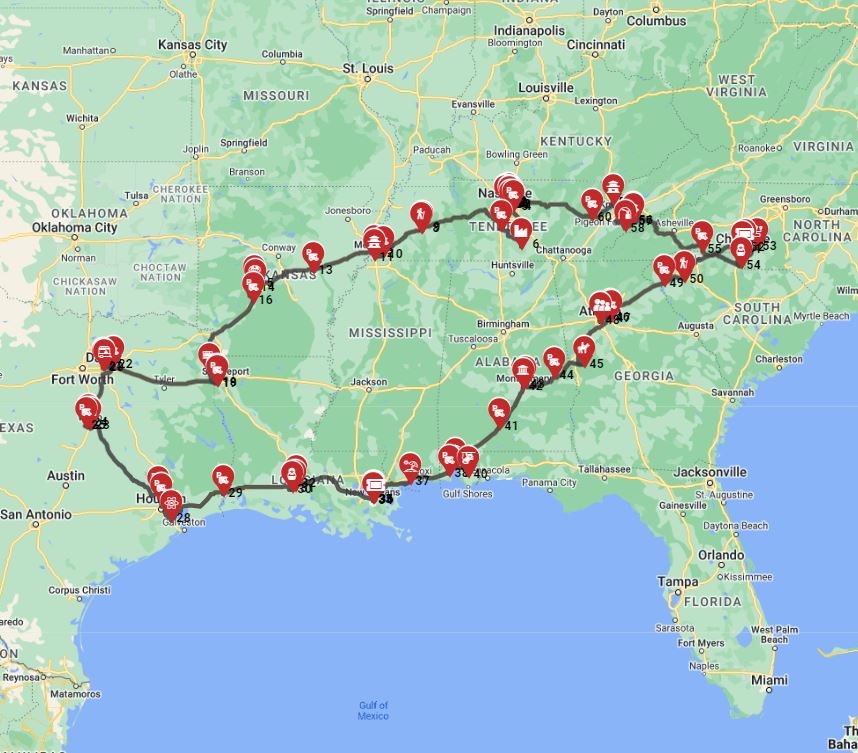 Nashville roundtrip - The Southern Rhythms and Legends Tour